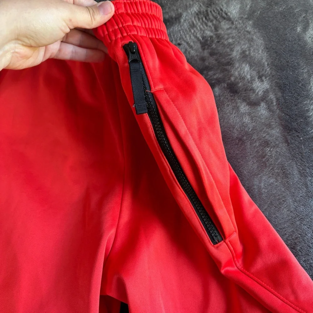 Nike Mens Polyester Therma-FIT Joggers Athletic Streetwear M Red Black